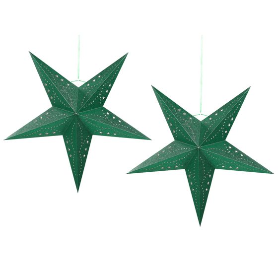 Set med 2 hängande dekorationer LED MOTTI 60 cm Stjärna Smaragdgrön
