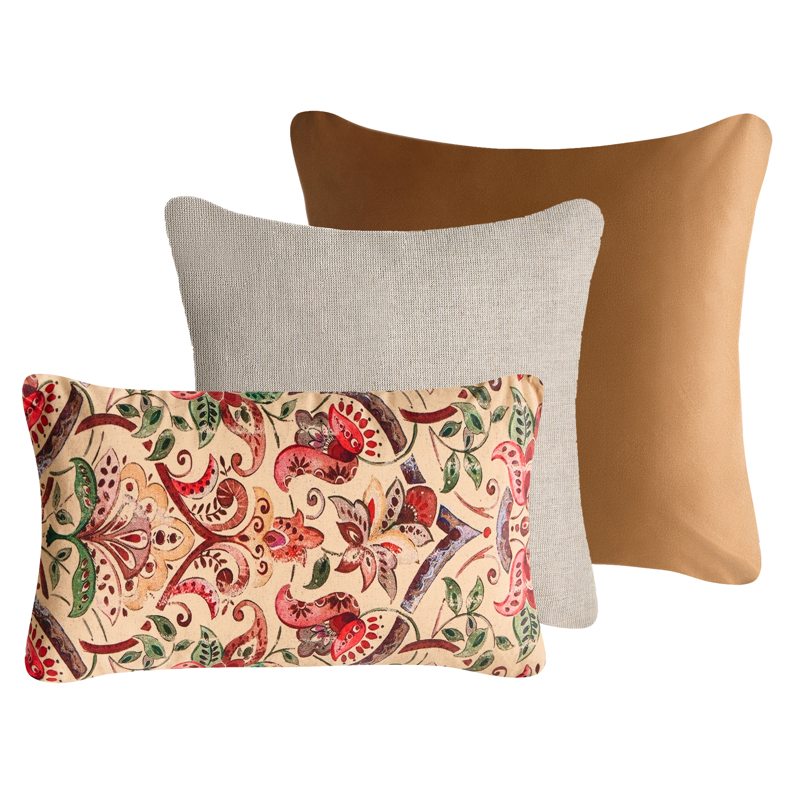 Set med 3 dekorativa kuddar DYERA 30 x 50 cm 45 x 45 cm Bomull Flerfärgad Blommigt tryck