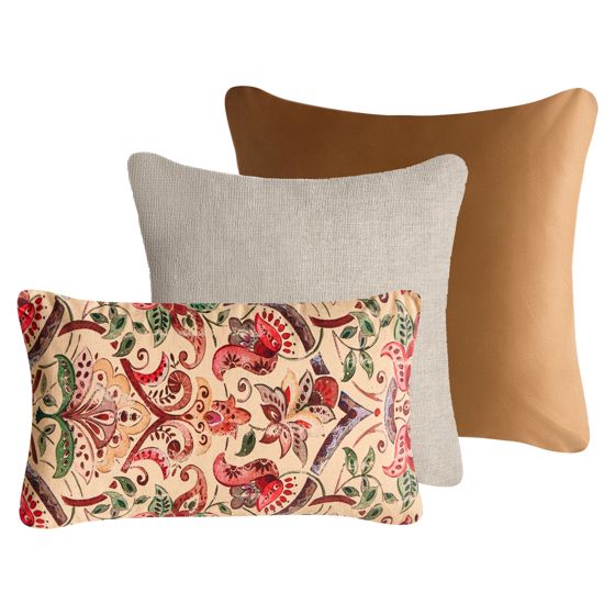 Set med 3 dekorativa kuddar DYERA 30 x 50 cm 45 x 45 cm Bomull Flerfärgad Blommigt tryck