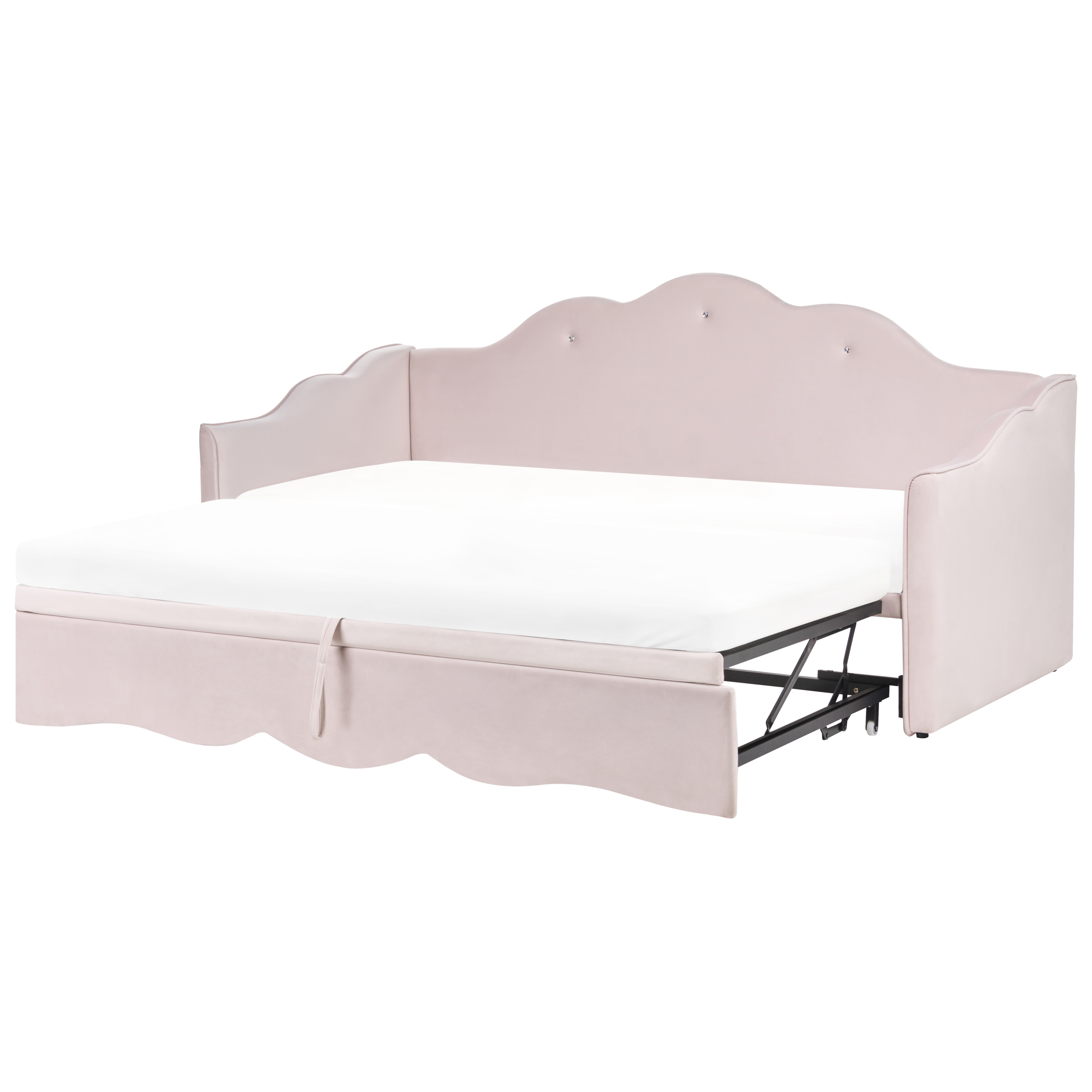 Utdragbar säng Sammet LORETTE 90 x 200 cm Pastellrosa