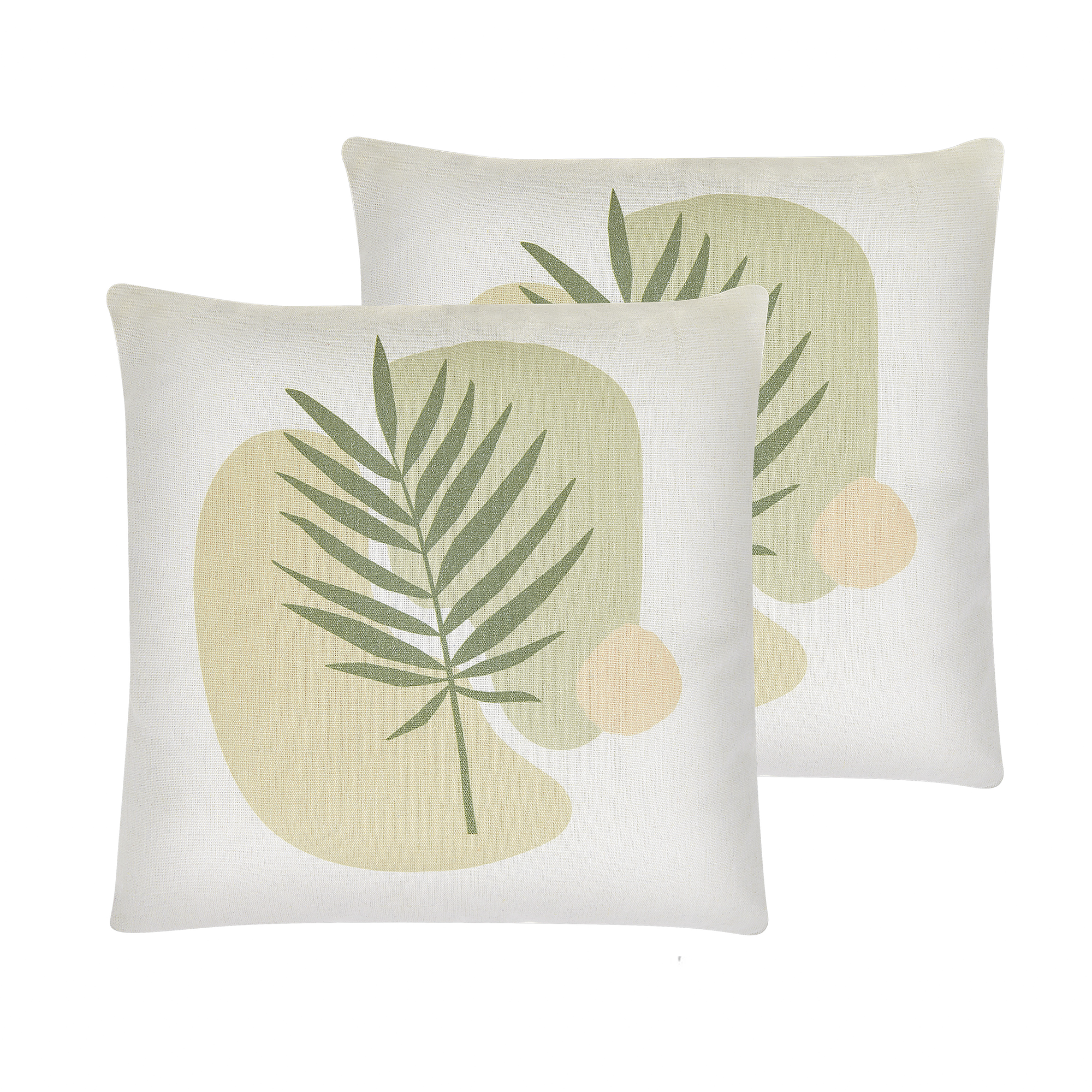 Set med 2 prydnadskuddar MICROSORUM 45 x 45 cm Ljusgrön Växtmotiv