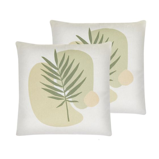 Set med 2 prydnadskuddar MICROSORUM 45 x 45 cm Ljusgrön Växtmotiv
