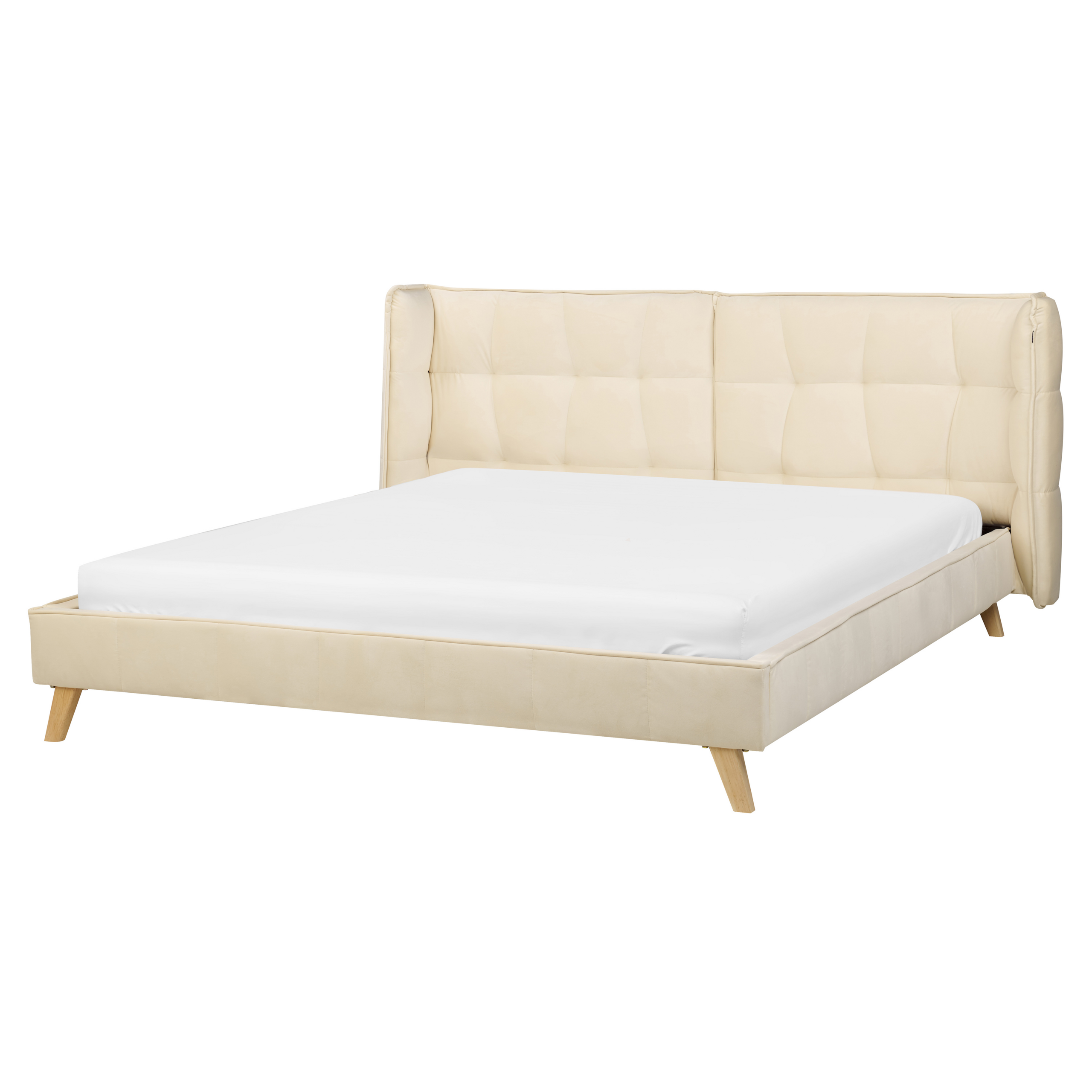 Säng med lamellram Sammet SENLIS 160 x 200 cm Beige
