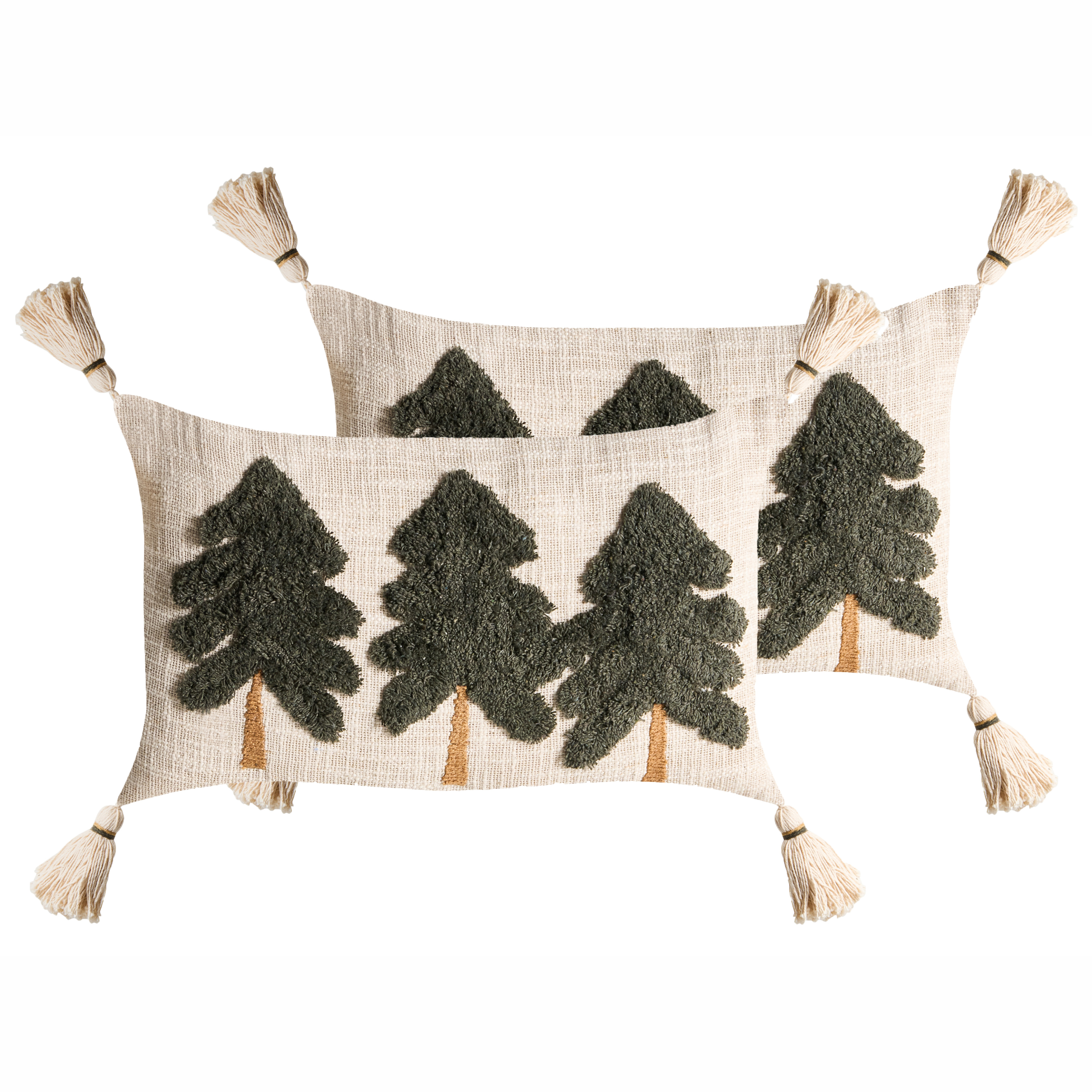 Set med 2 prydnadskuddar FAGRAEA 30 x 50 cm Bomull Ljusbeige Julmotiv