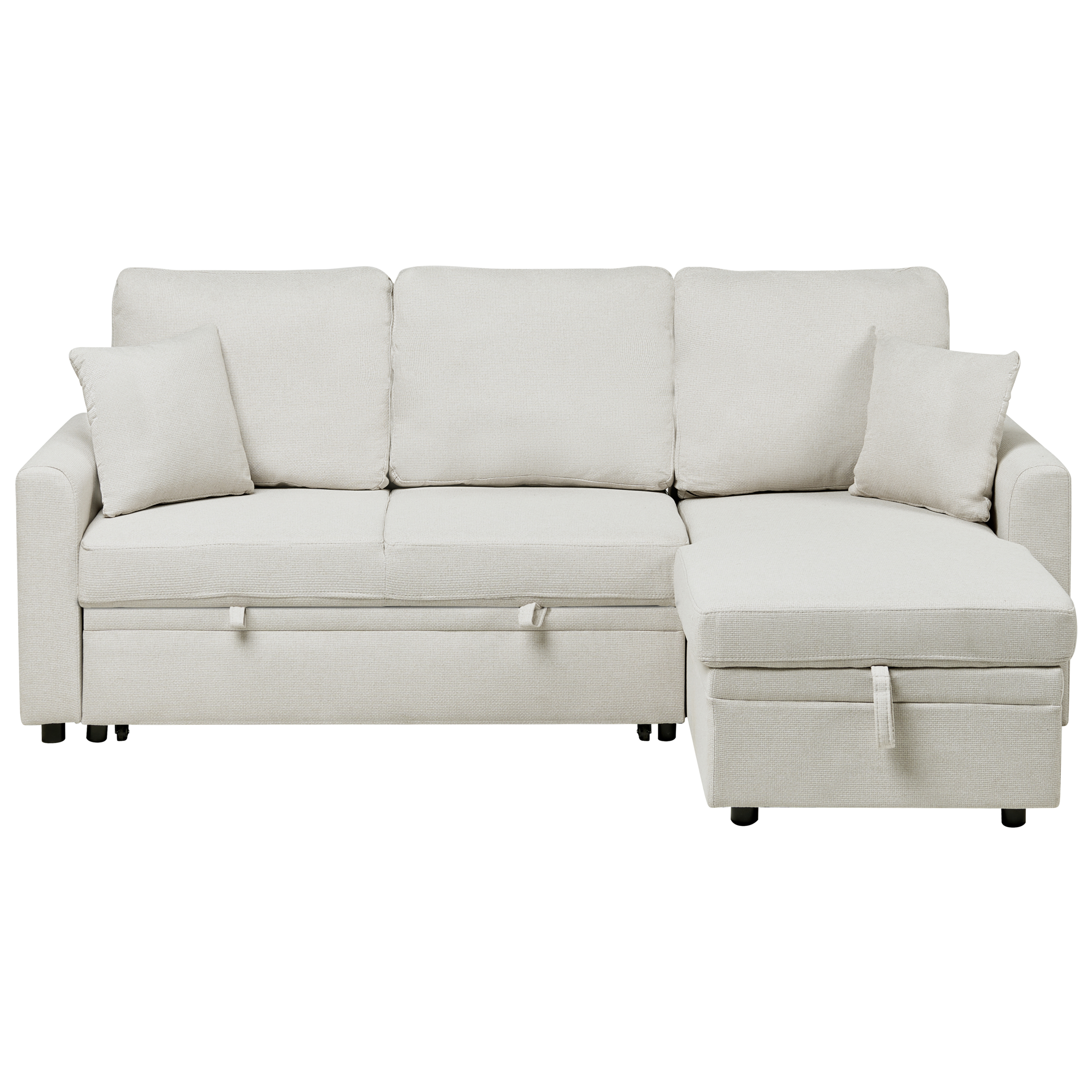 Hörnbäddsoffa 3-sits NASSJO Konstlinne Off-White Vänstervänd