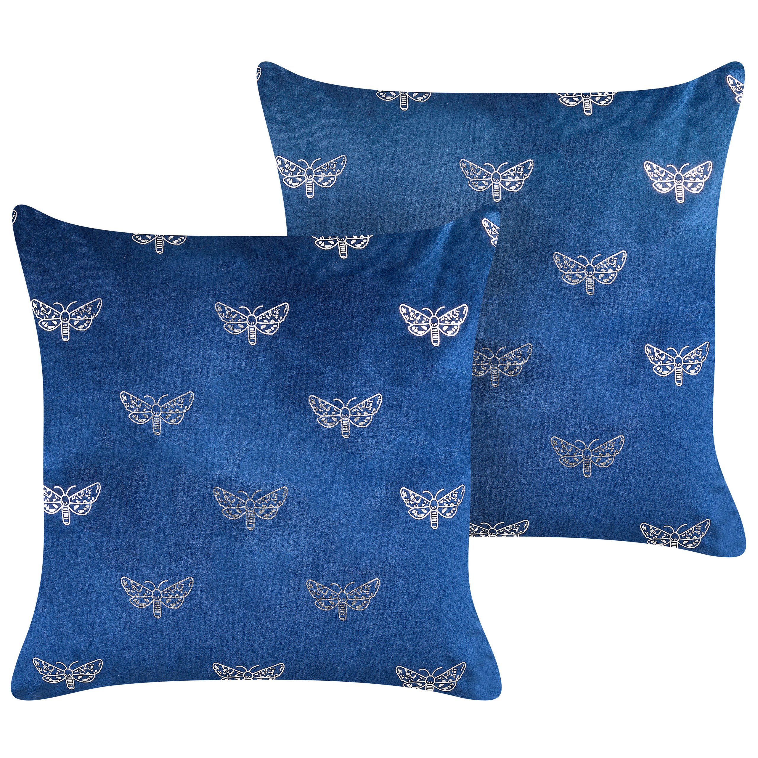 Set med 2 prydnadskuddar YUZURI 45 x 45 cm Sammet Marinblå Djurtryck