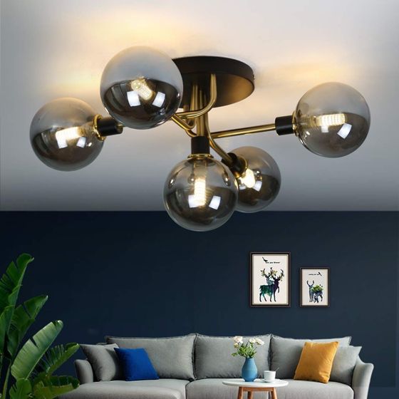 NETTLIFE Taklampa för vardagsrum med 5 glaskulor, G9-lampa (utan glödlampa)