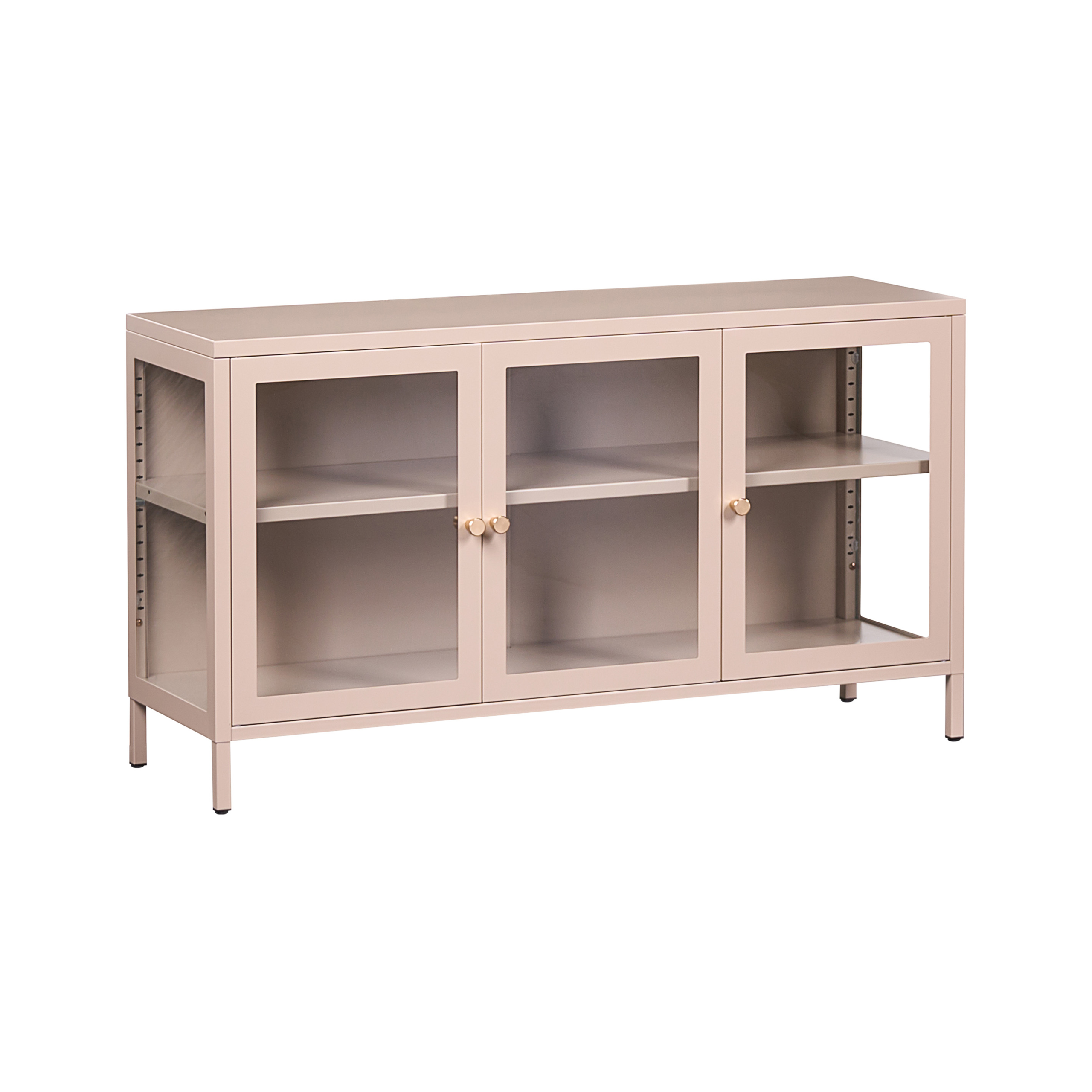 Vitrinskänk i glas NEWPORT 115 cm Metall Beige