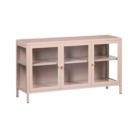 Vitrinskänk i glas NEWPORT 115 cm Metall Beige