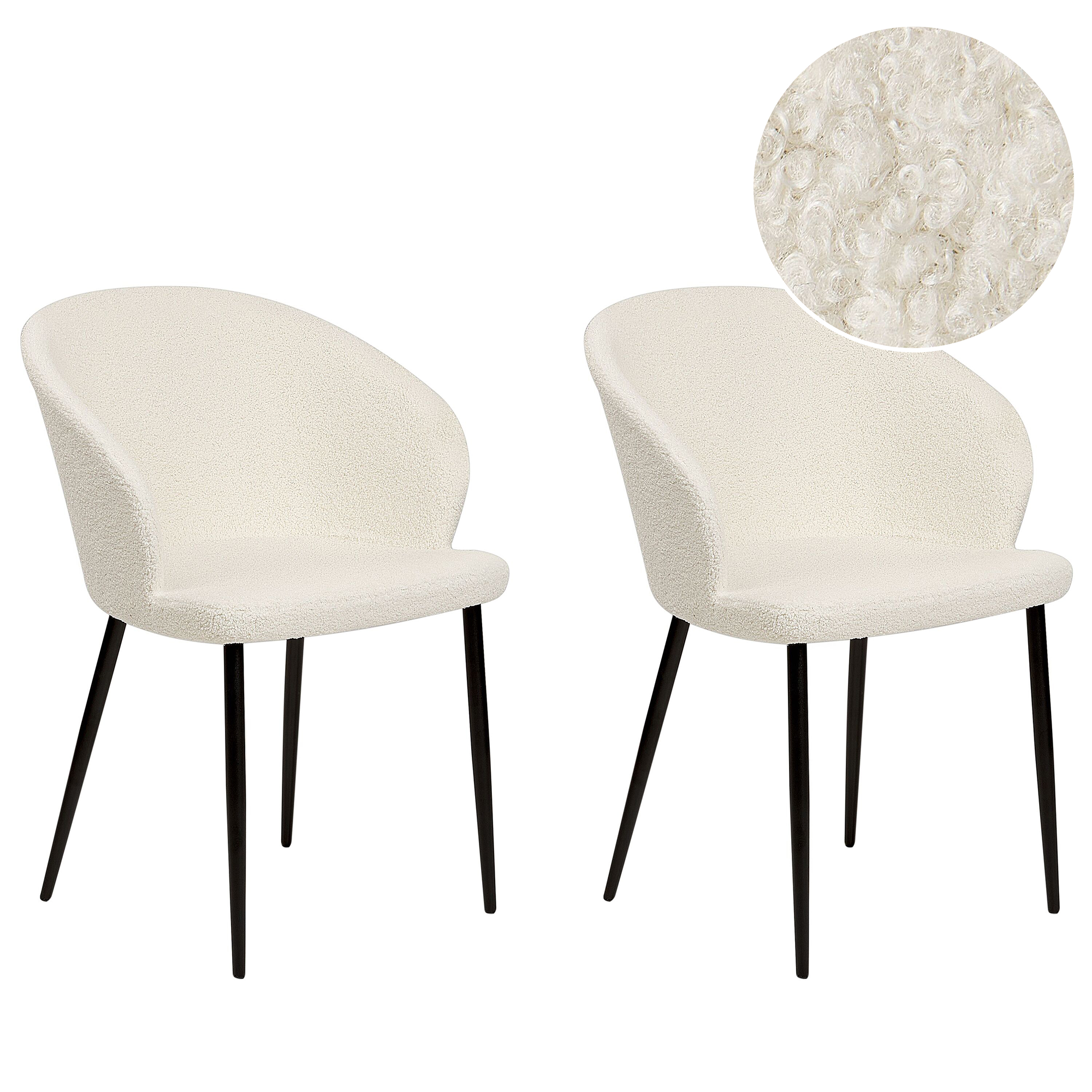 Set med 2 matstolar MASON Bouclé Off-White