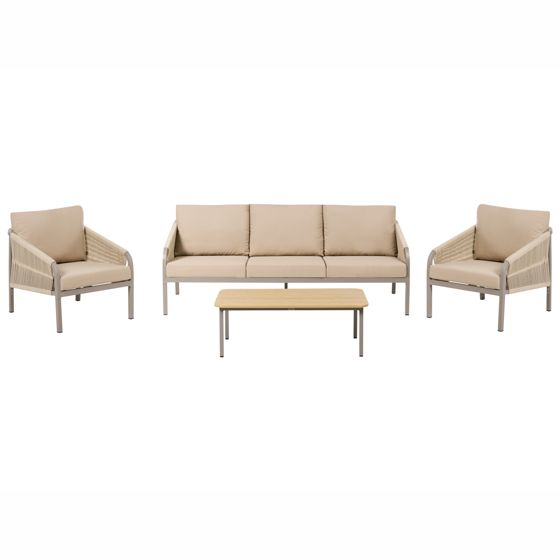 Trädgårdssoffgrupp med bord 5-sits MURATO Metall Beige