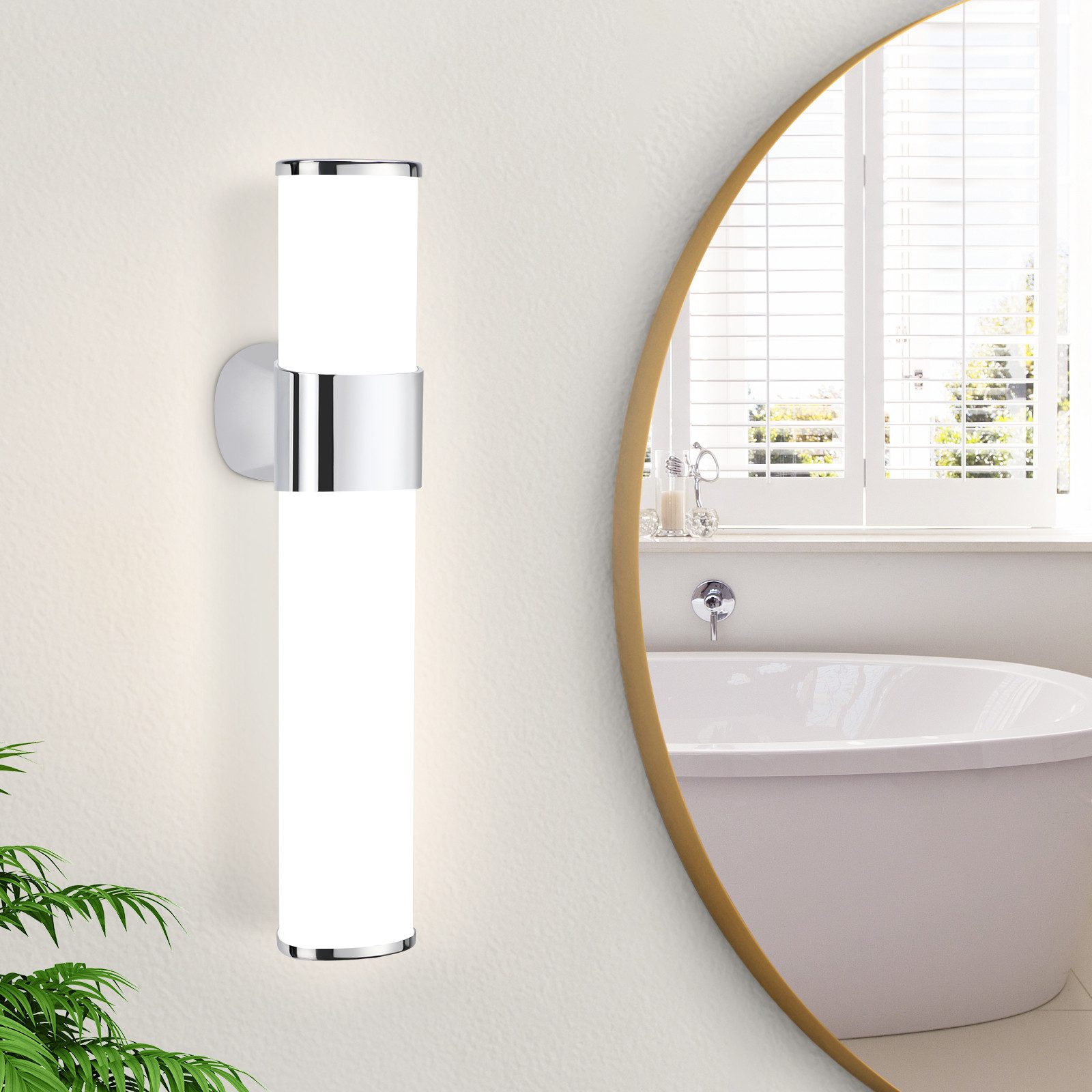 NETTLIFE LED - badrumsvägglampa, LED - badrumsspegellampa - modern krom 6W, 30 cm vattentät, IP44 neutralvit 4000K