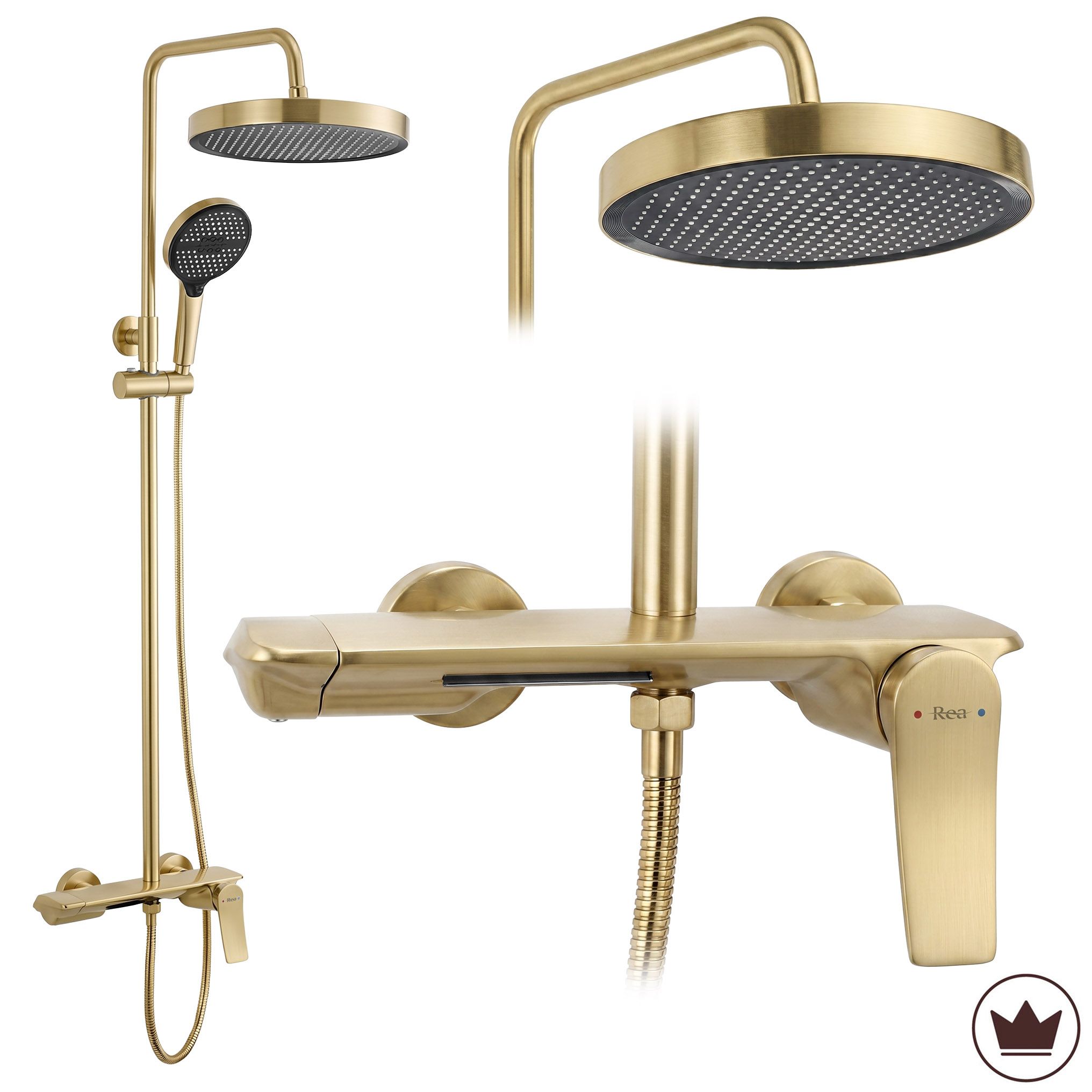 REA Duschset Vision Borstat Guld, 28x28x114,5cm