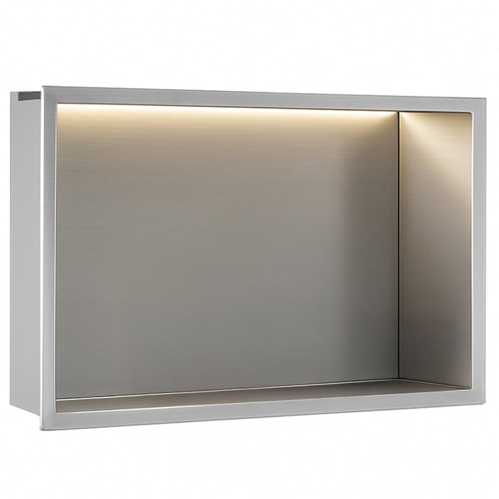 REA Inbyggd Badrumshylla led30x45 Borstat Stål, 10x45x30cm