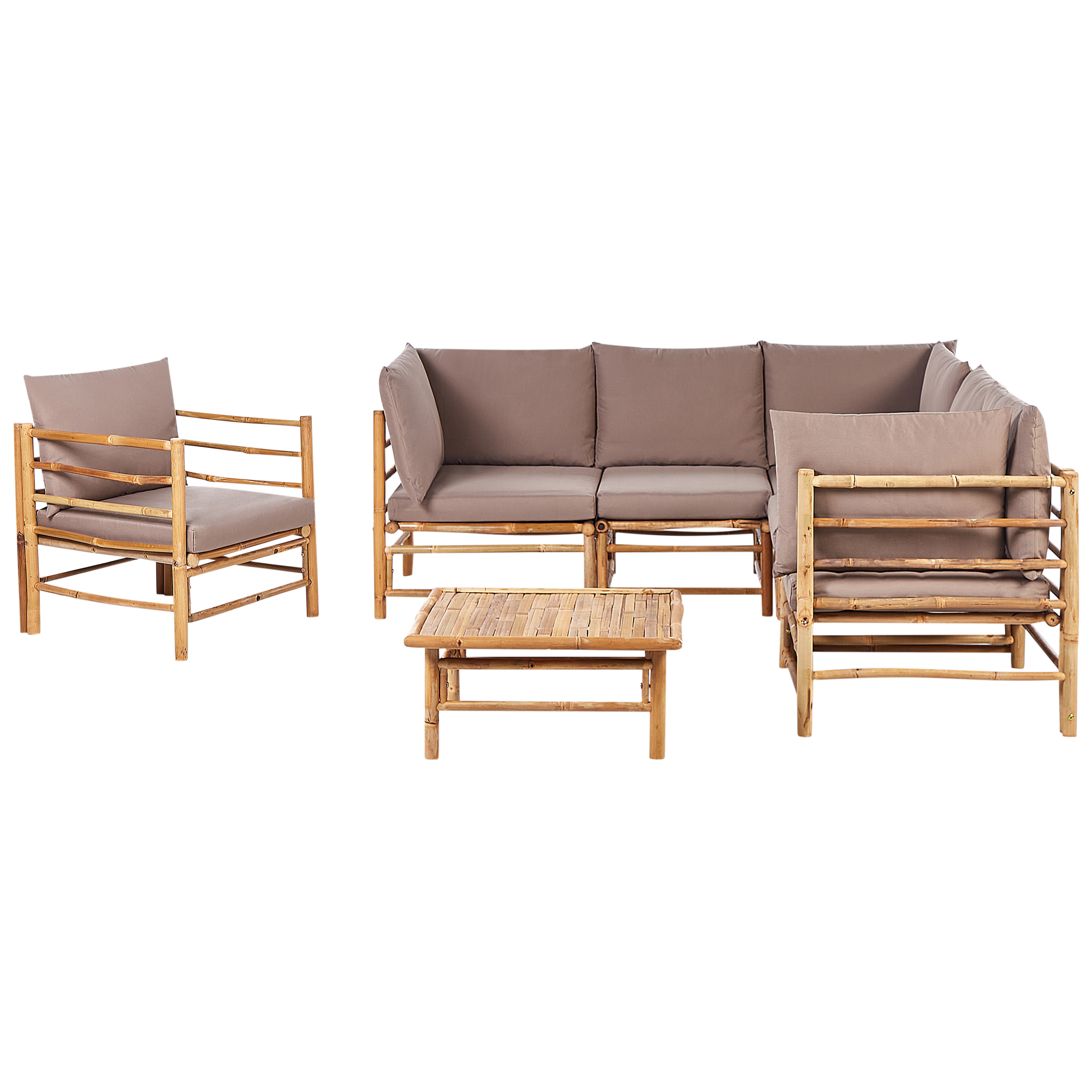 Trädgårdssoffgrupp med bord 6-sits CERRETO Bambu Taupe