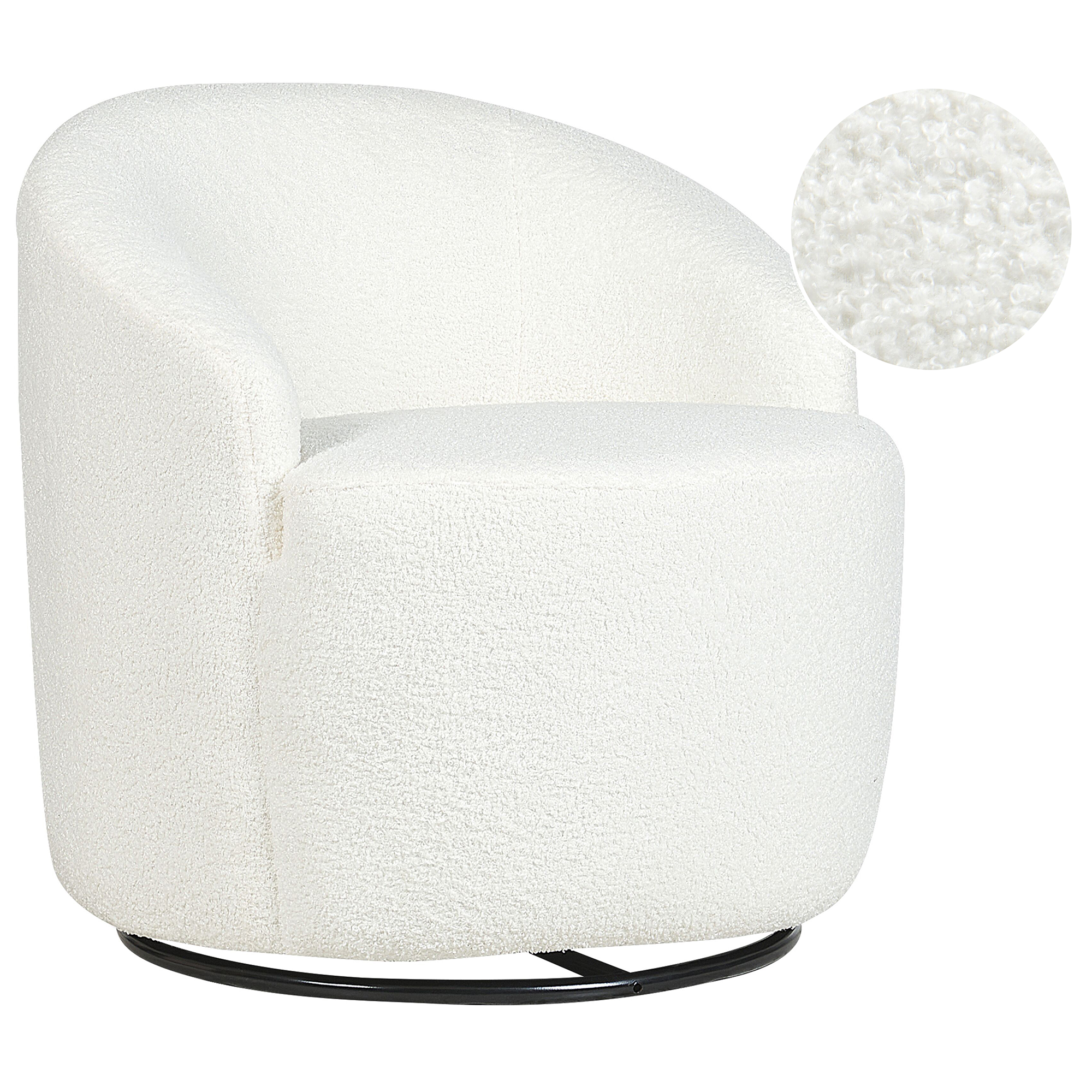 Svängbar fåtölj DAVIK Bouclé Off-White