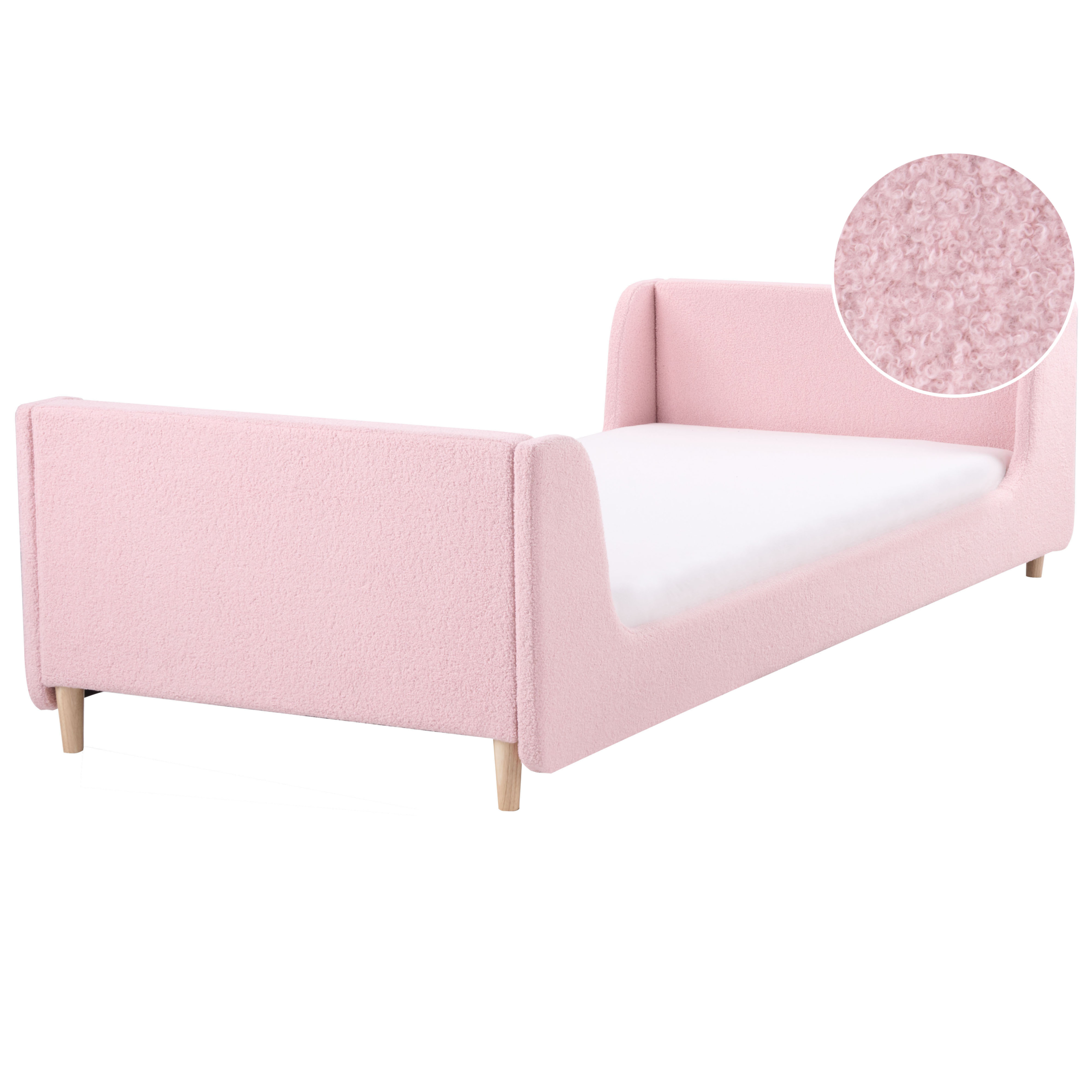 Barnsäng Bouclé LAYE 90 x 200 cm Rosa