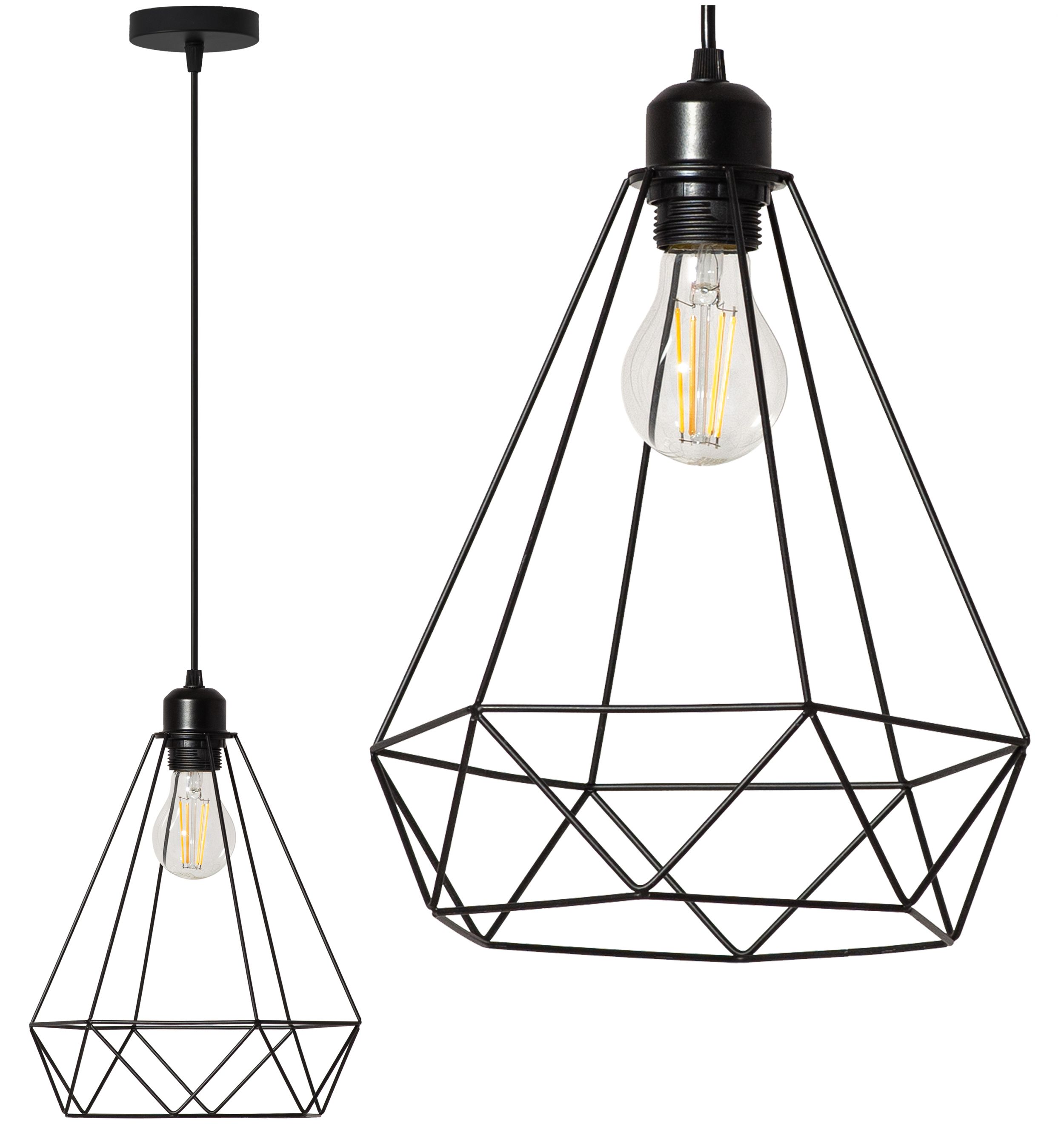 TOOLIGHT hängande taklampa 180986 RENO Svart 28x20x28cm