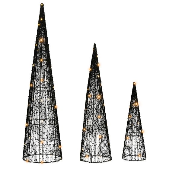 Set med 3 juldekorationer LED VEJLESO 40/60/80 cm Julgran Svart