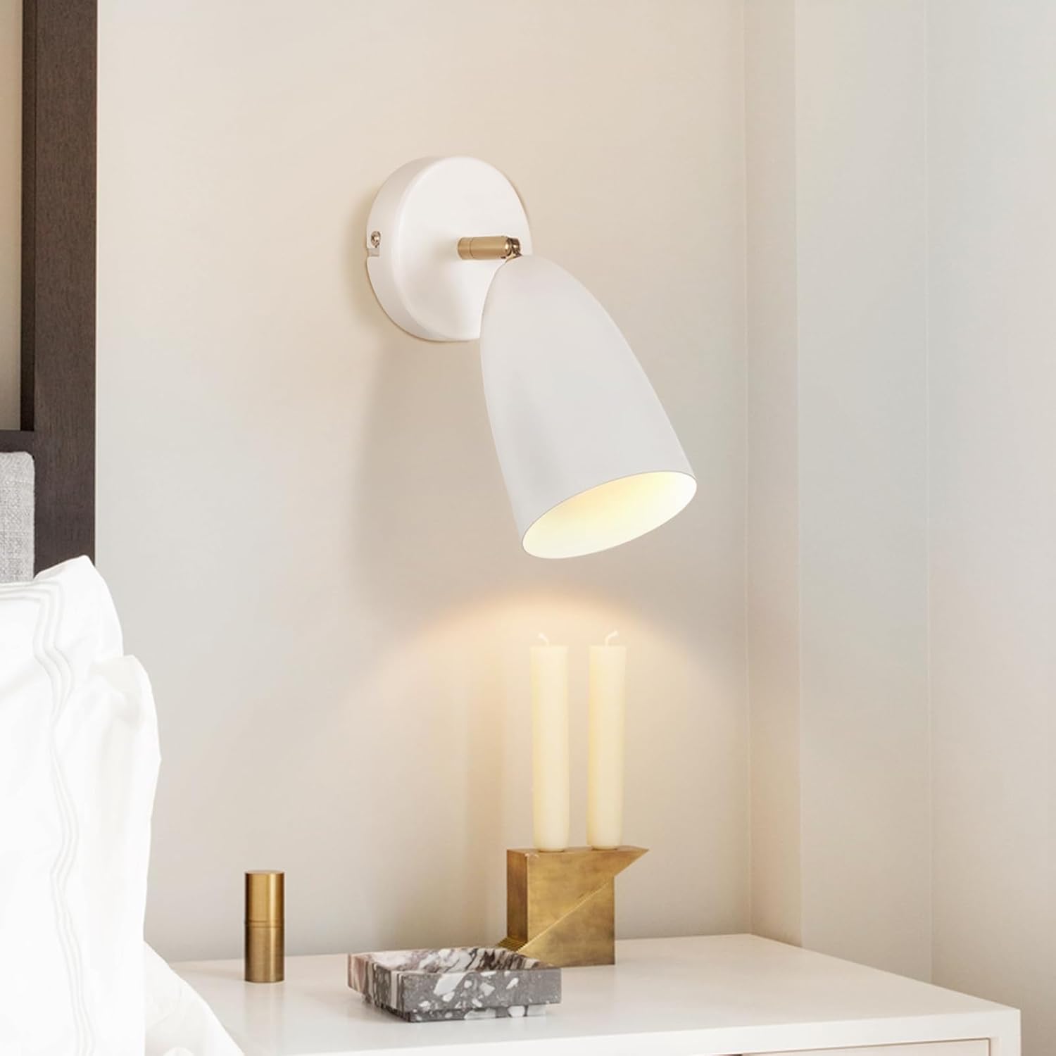 NETTLIFE Vit inomhusvägglampa, vintage, retro, väggspotlight för sovrum, GU10