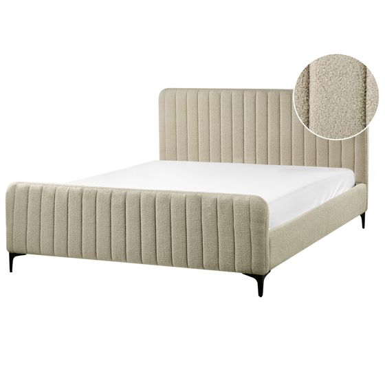 Säng med lamellram Bouclé LUNAN 160 x 200 cm Beige