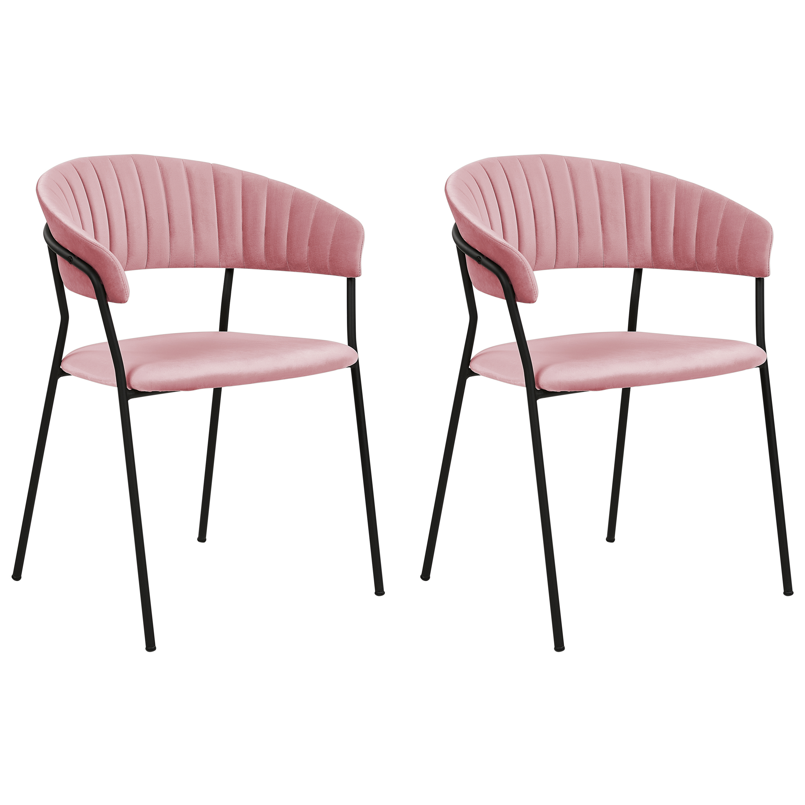 Set med 2 matstolar MARIPOSA Sammet Rosa