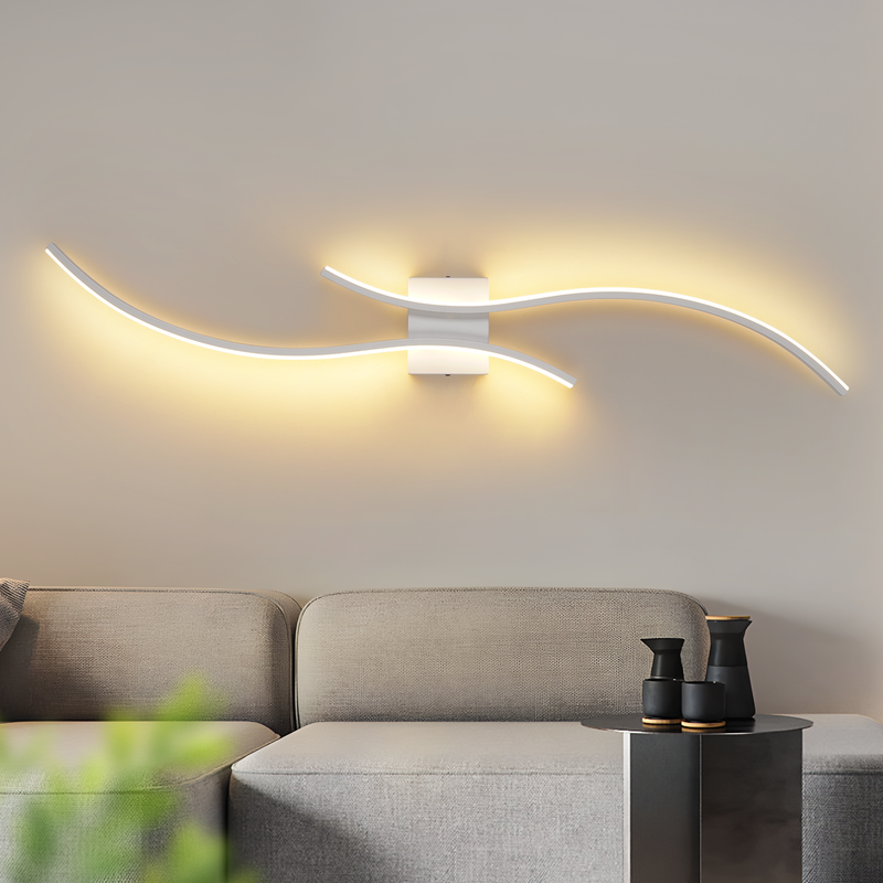 NETTLIFE LED-vägglampa för inomhusbruk - 14 W hallbelysning 100 cm vit trappbelysning modern vågmönster 3000K