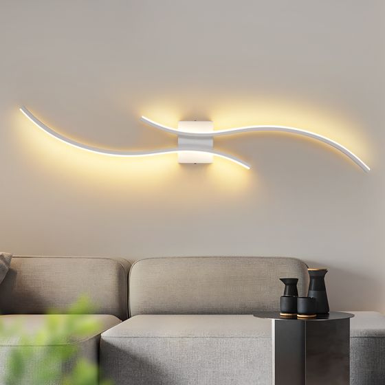 NETTLIFE LED-vägglampa för inomhusbruk - 14 W hallbelysning 100 cm vit trappbelysning modern vågmönster 3000K