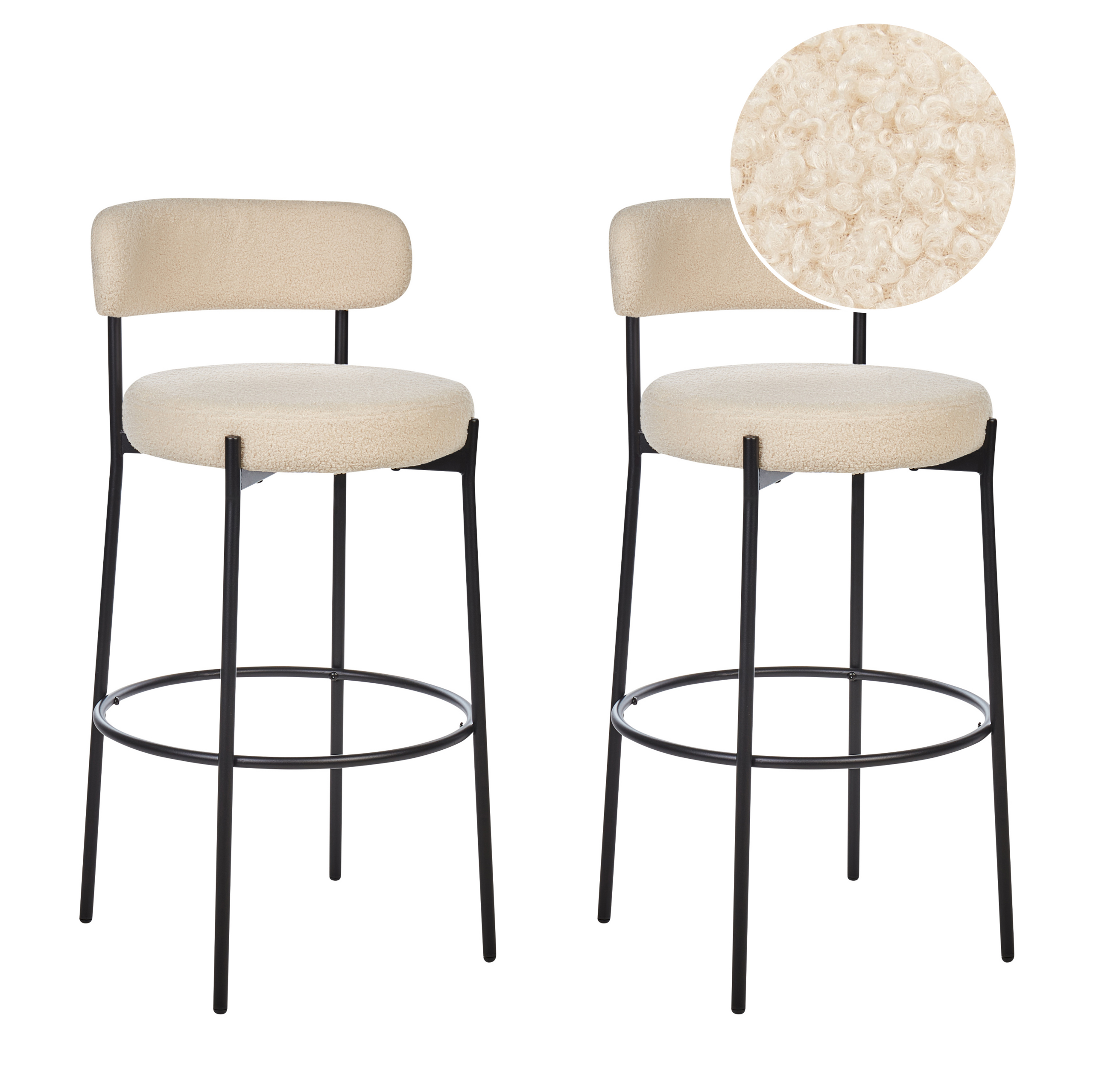 Set med 2 barstolar ALLISON Bouclé Ljusbeige