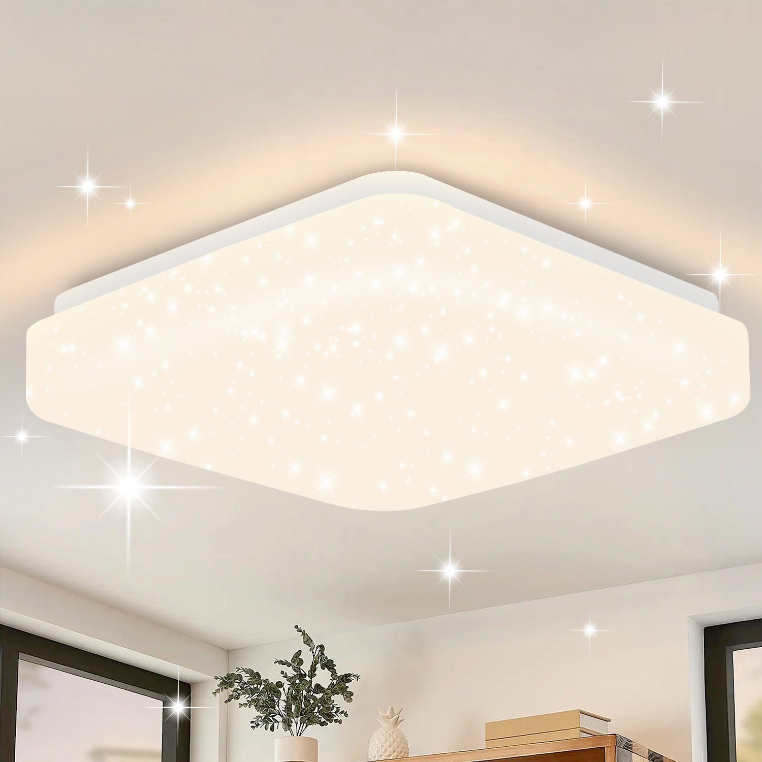 NETTLIFE LED - taklampa, 15W, stjärnhimmel, sovrum, lampa, 21 cm, varmvit