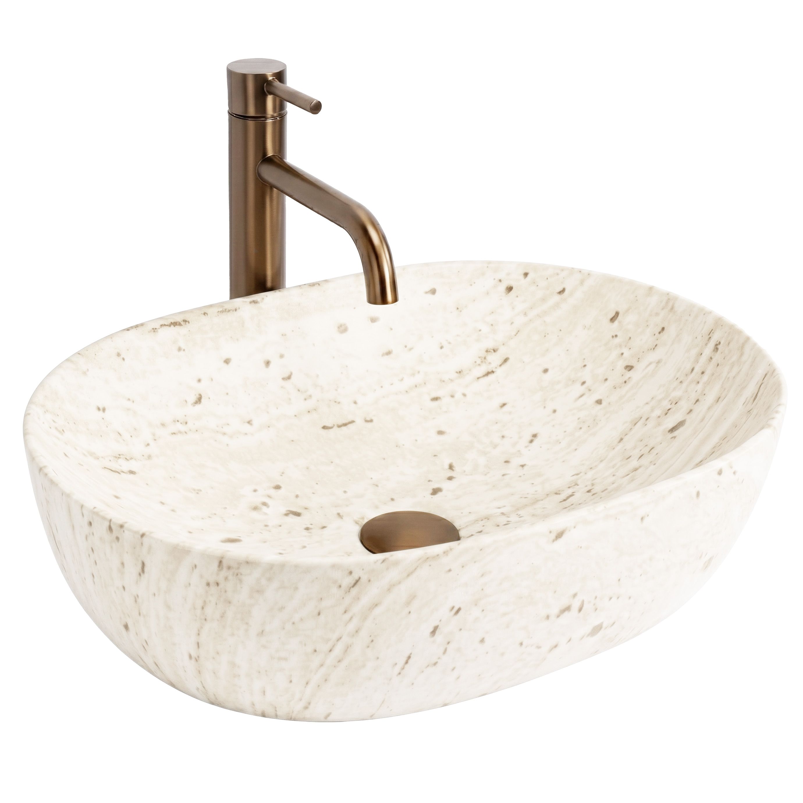 REA Bänkskål Amelia 48 Travertine Classic Beige, 48x34,5x13,5cm