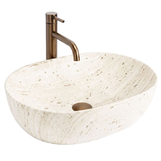 REA Bänkskål Amelia 48 Travertine Classic Beige, 48x34,5x13,5cm