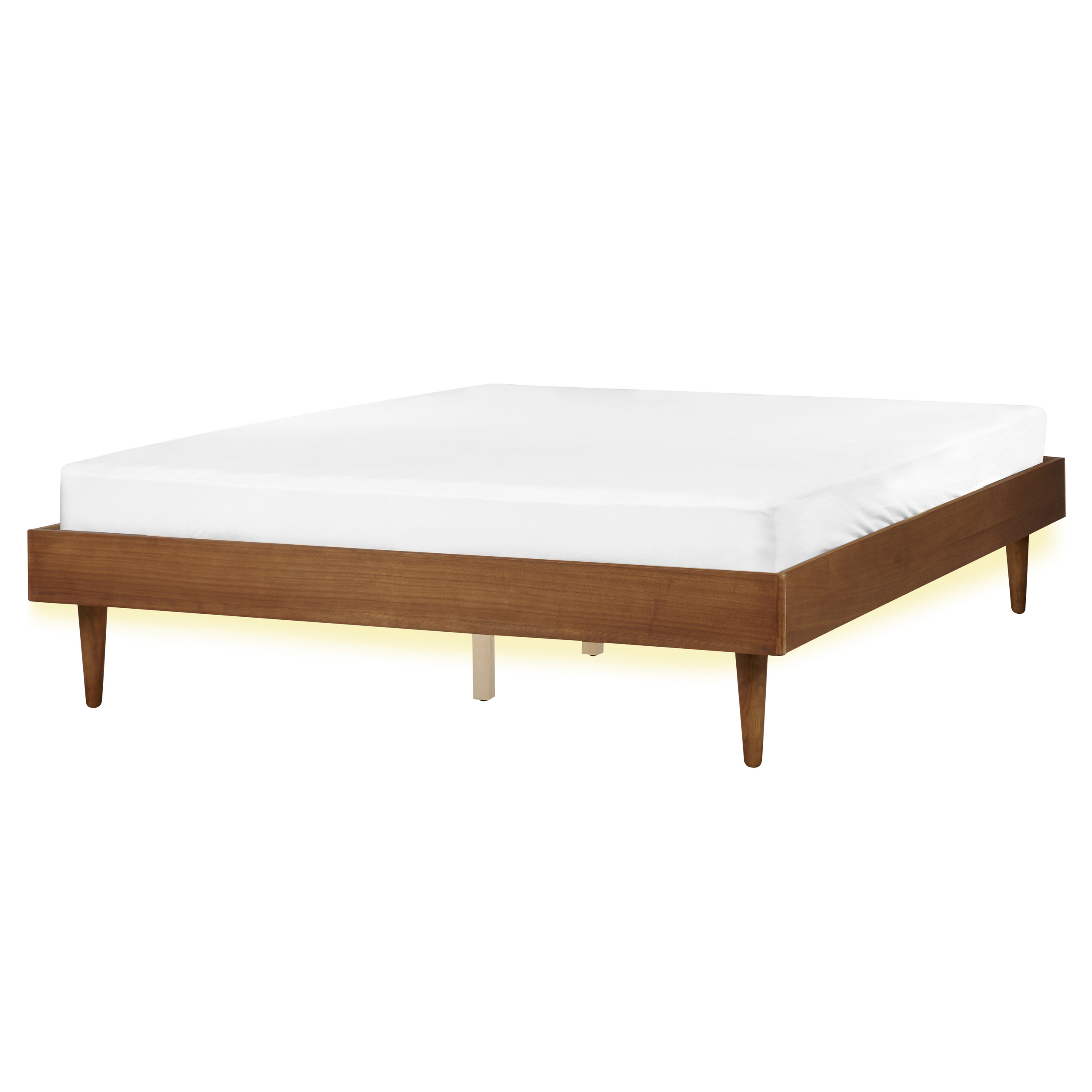 Säng med LED-belysning TOUCY 160 x 200 cm Brun askfanér