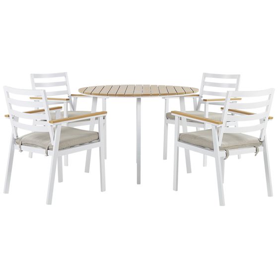 Trädgårdsmatgrupp 4-sits CAVOLI med kuddar Metall Beige