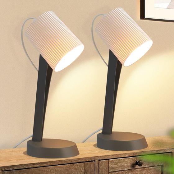 NETTLIFE Nattduksbordslampa, Vardagsrumsbordslampa med Sladd - Set med 2 Moderna Små E14 Bordlampor