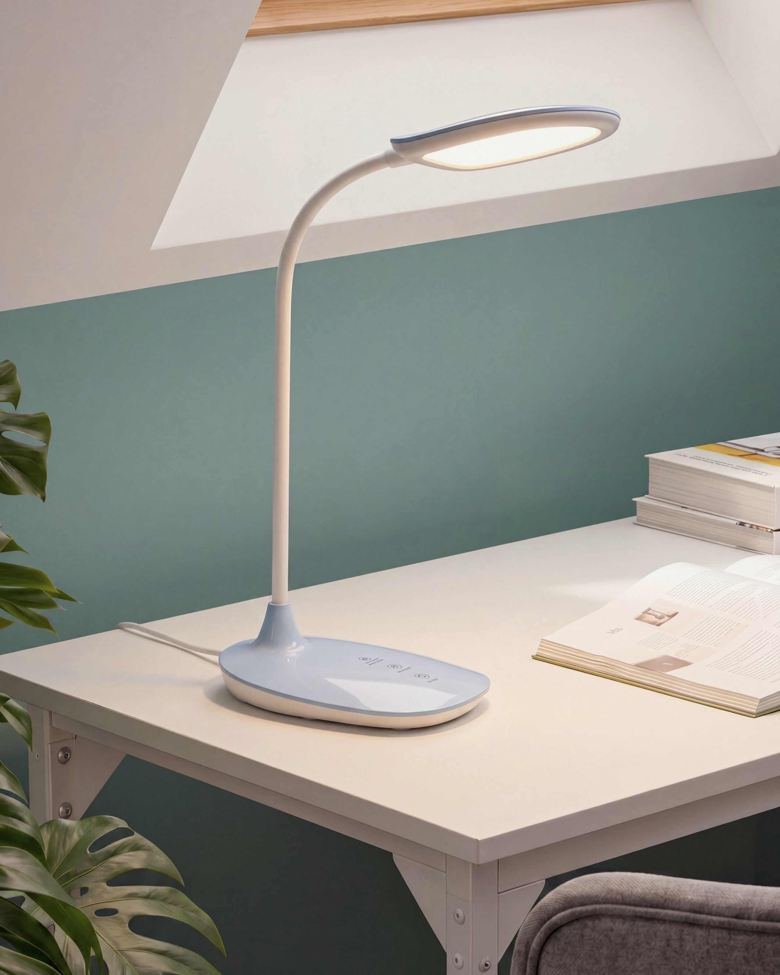LED-skrivbordslampa HYDRA med dimmer Ljusblå