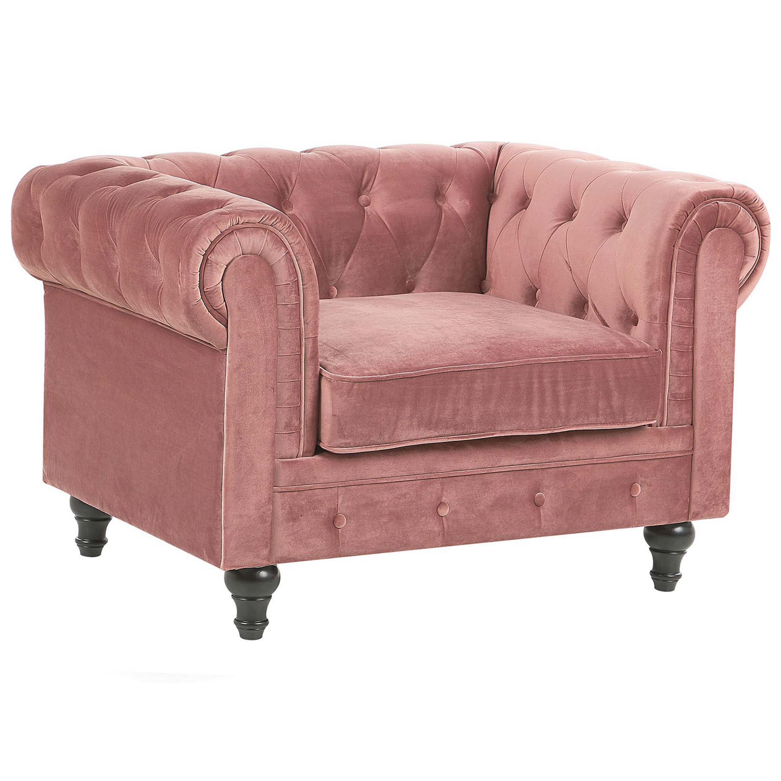 Fåtölj CHESTERFIELD Sammet Rosa
