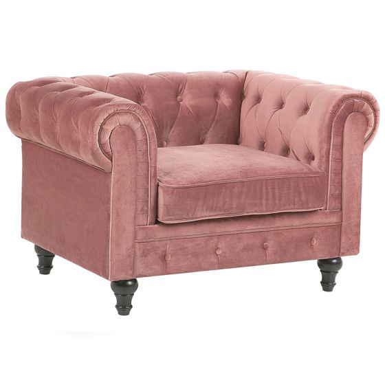 Fåtölj CHESTERFIELD Sammet Rosa