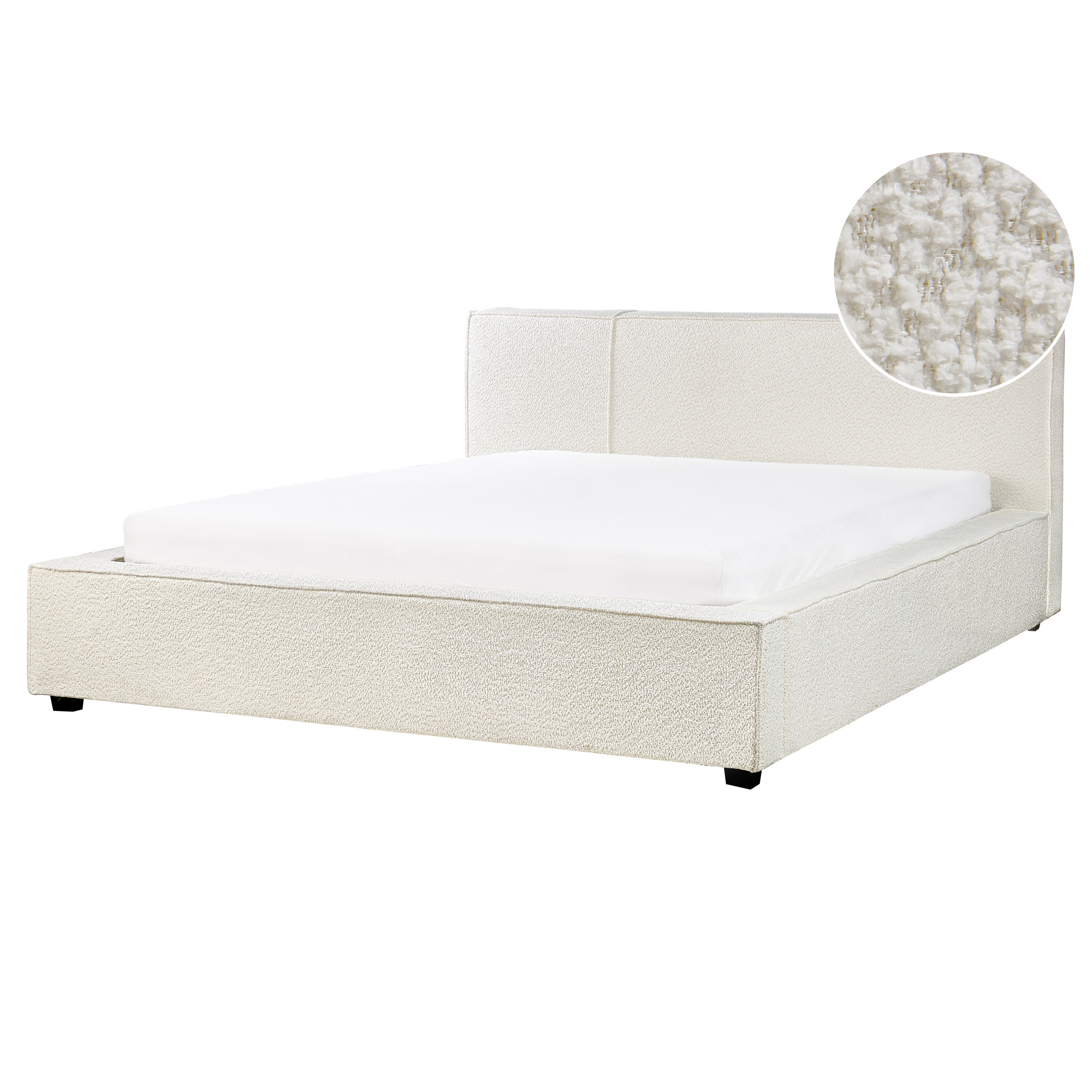Säng med lamellram Bouclé MIRANDE 160 x 200 cm Off-White
