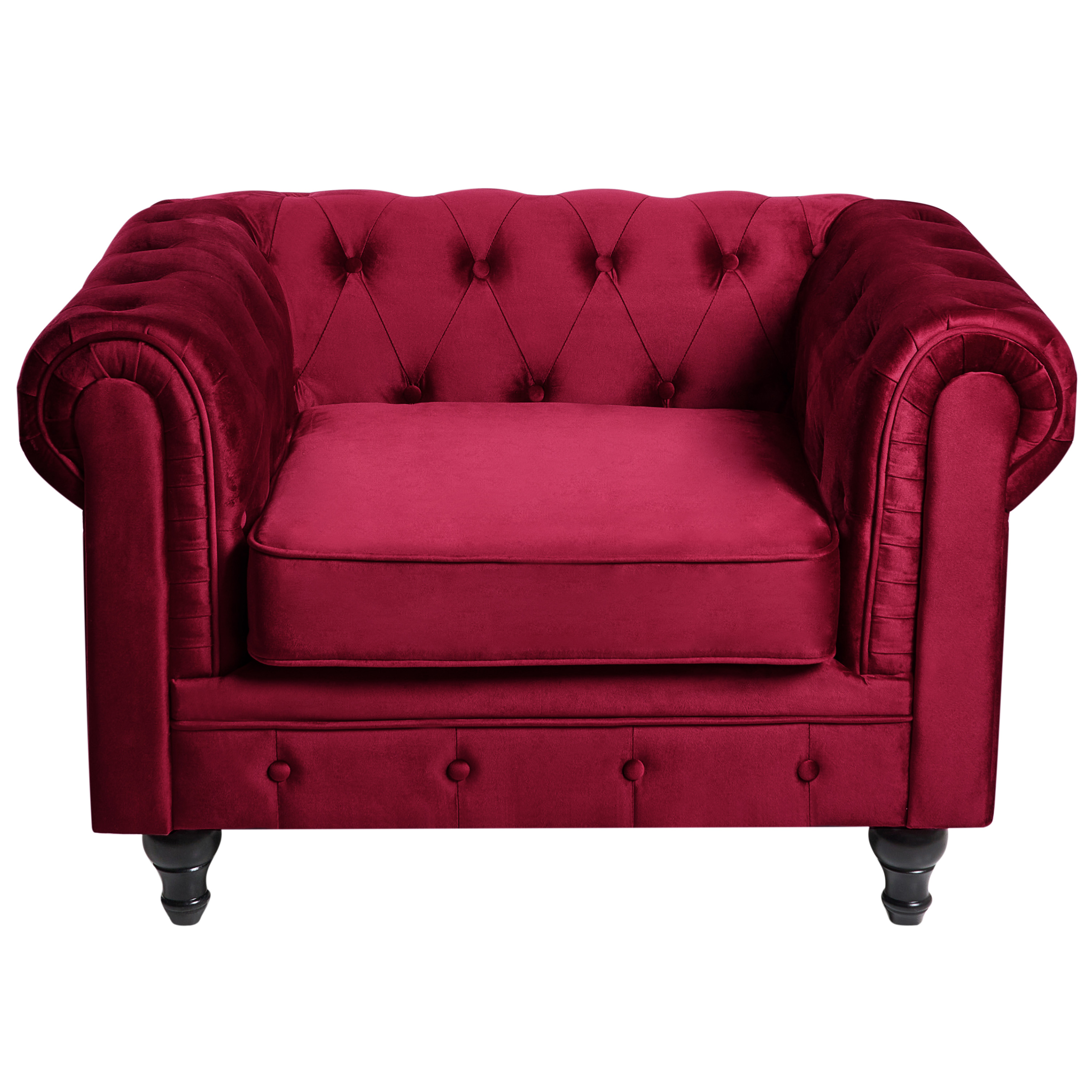 Fåtölj CHESTERFIELD Sammet Vinröd