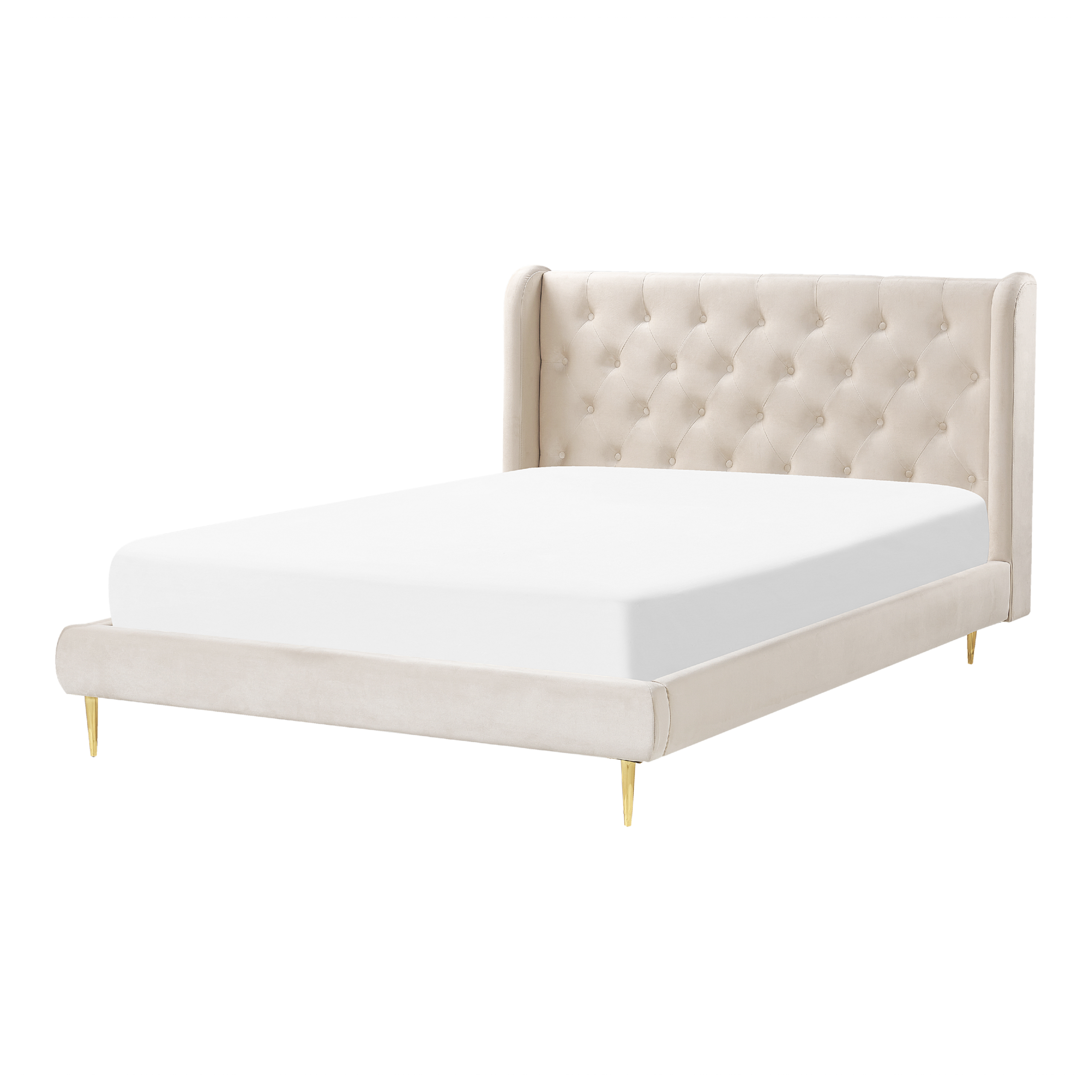 Säng med lamellram Sammet FORBACH 140 x 200 cm Beige