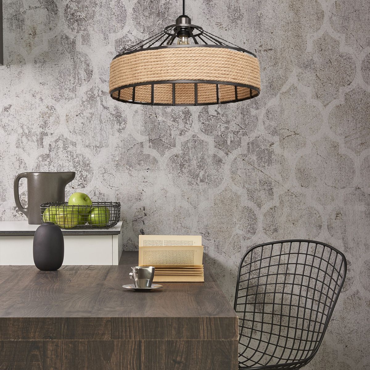 TOOLIGHT hängande taklampa APP1317-1CP BOHO Beige 30x30x15cm