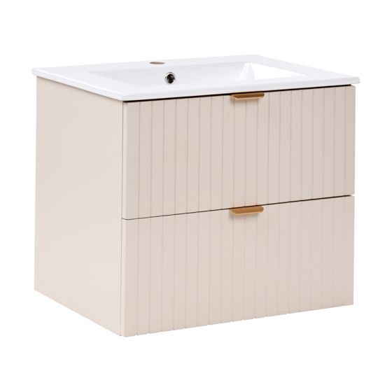 Väggmonterad kommod med tvättställ TOTORANI 60 cm Beige