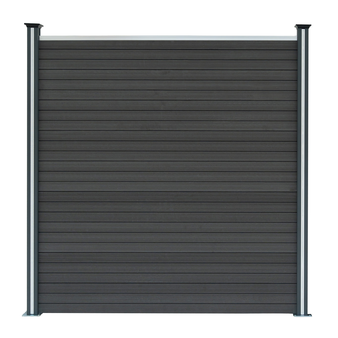 Kompositstaketpanel och LED-stolpar 1,8 m x 1,8 m - grå