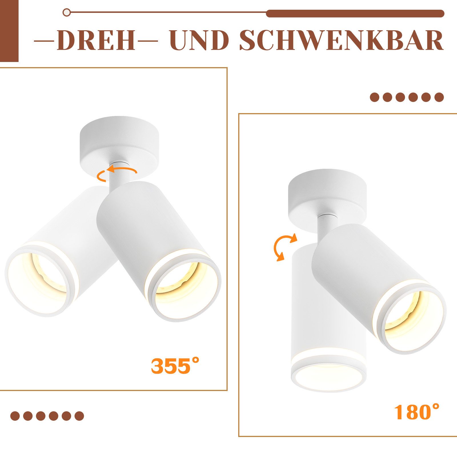 NETTLIFE Vit takspotlight, 1 lampa, modern, GU10, justerbar, för inomhusbruk, metall