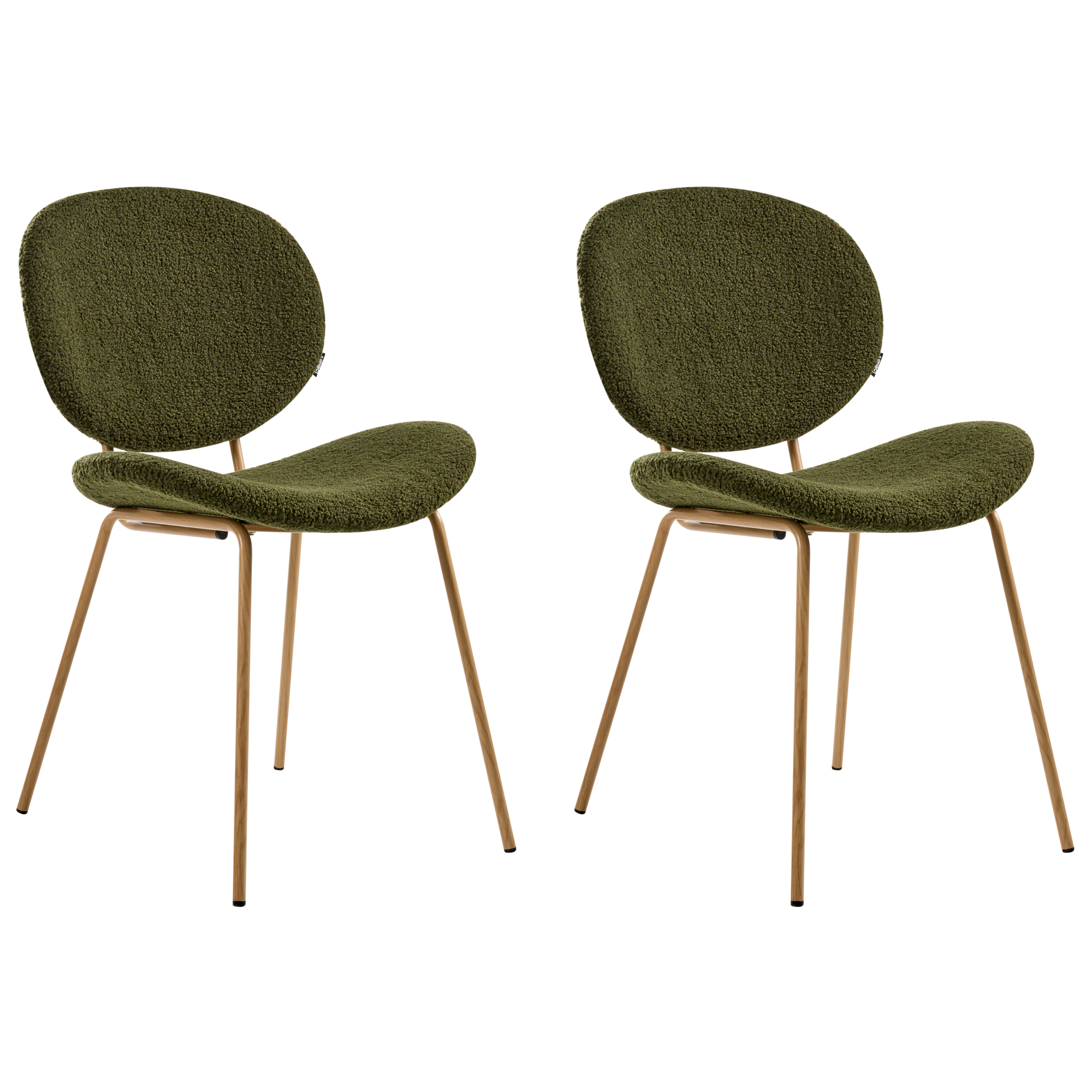 Set med 2 matstolar LUANA Bouclé Mörkgrön