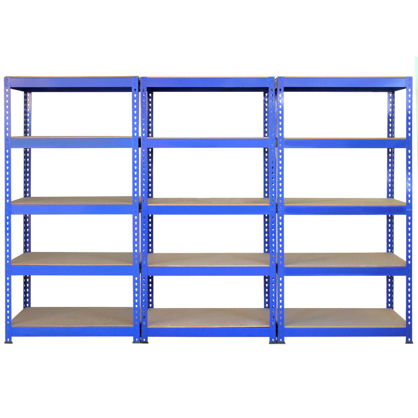 3 x Q-Rax metallhyllor 90 x 50 x 180 cm blå