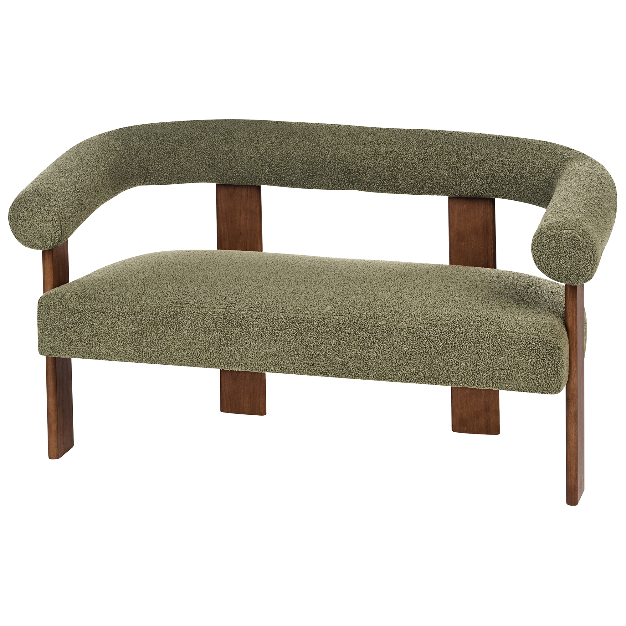 Soffa 2-sits ILBRO Bouclé Grön/ Mörkbrun