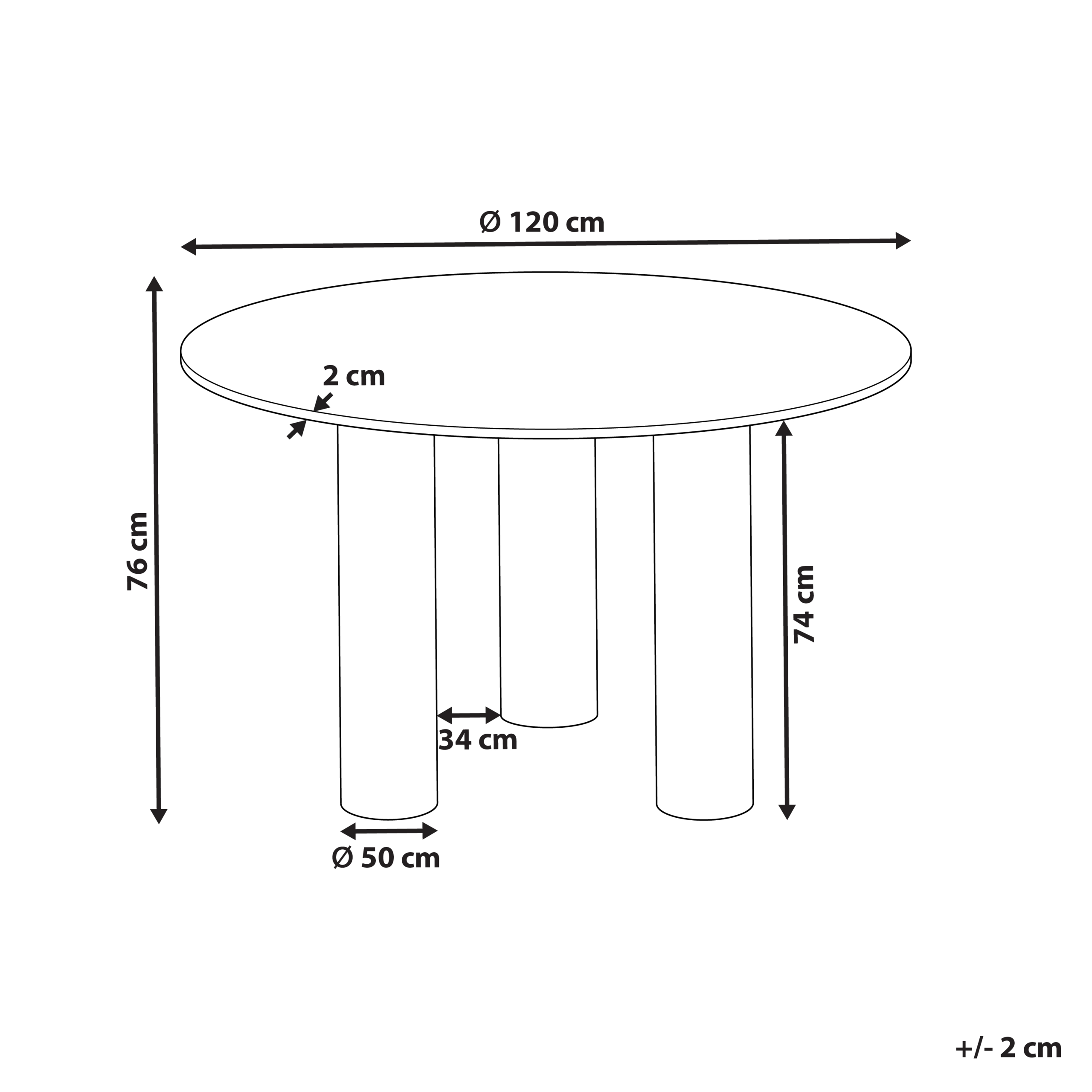Matbord ORIN Mörk askfanér 120 cm 120 cm
