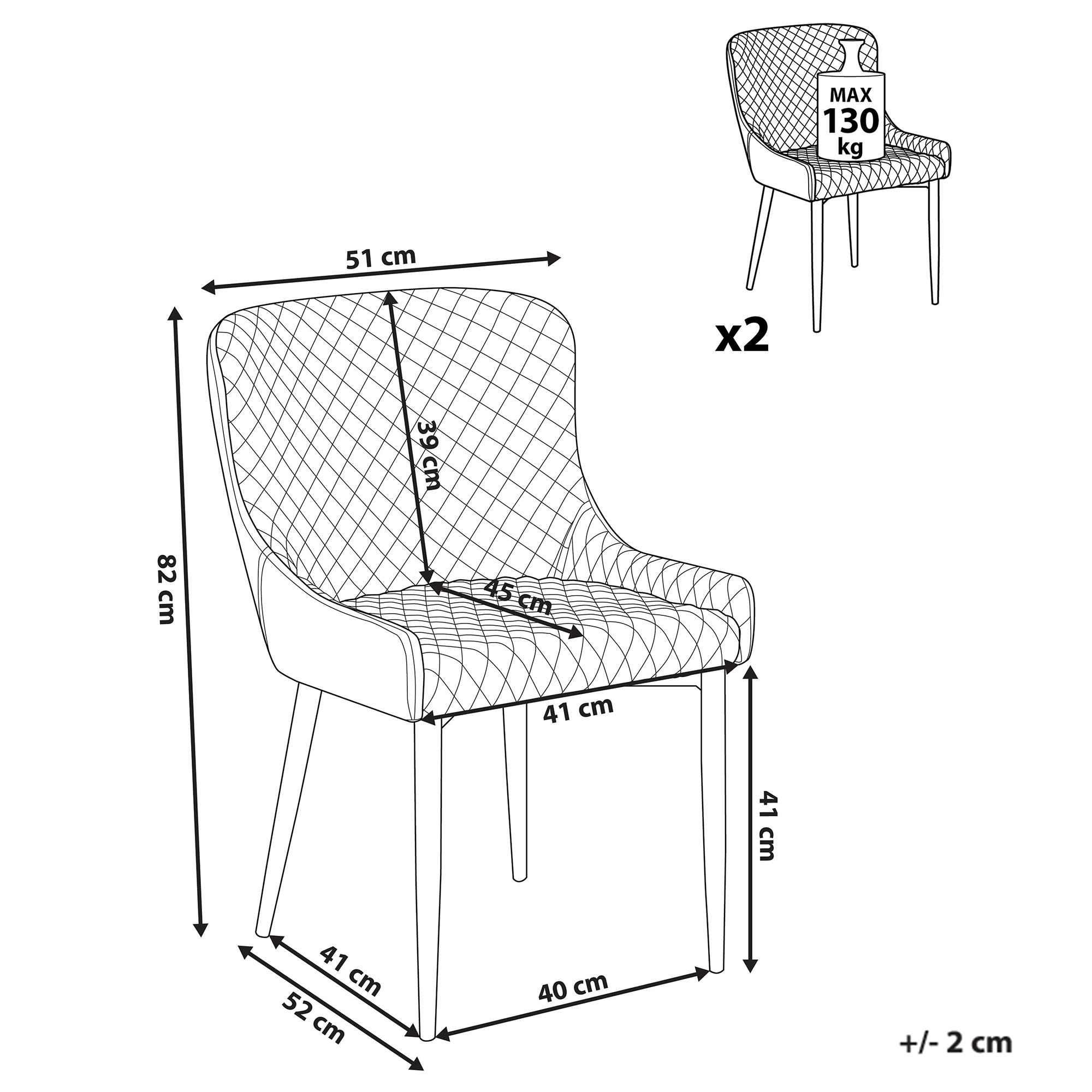 Set med 2 matstolar SOLANO Sammet Grå